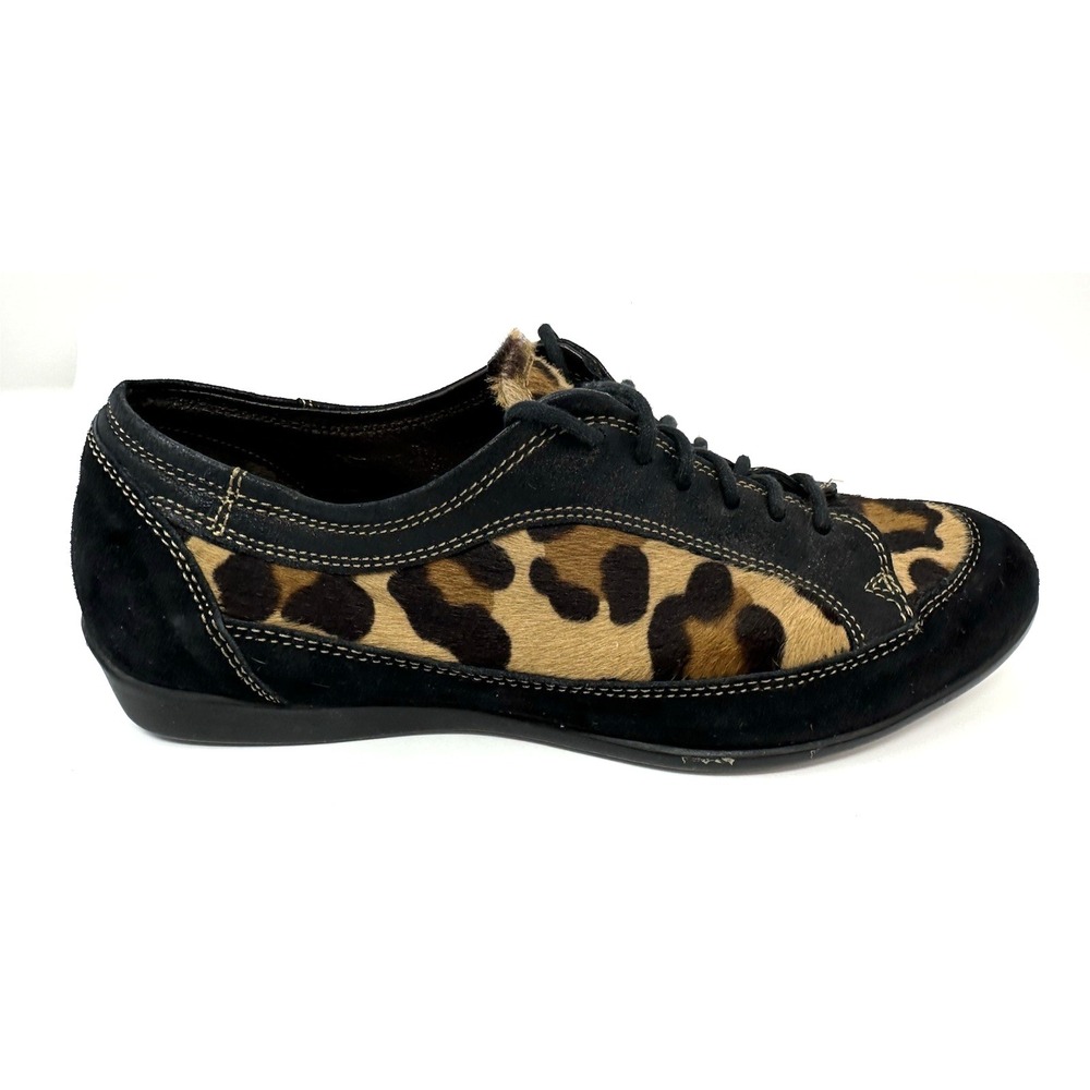 AGL Attilio Giusti Leombruni Leopard Print Pony Hair Black Suede Sz 38.5 US 8.5